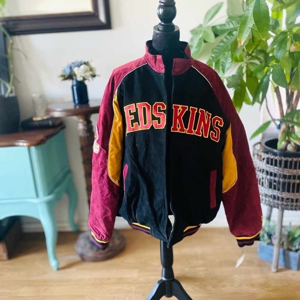 NWT Vintage Washington Redskins Suede Leather Varsity Letterman Full Zip Jacket